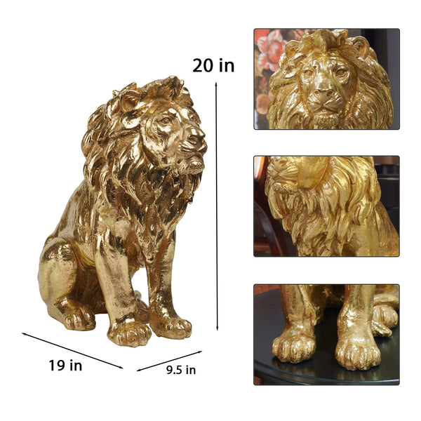 Gold Lion Head Statue – Large Resin Sculpture for Home Decor