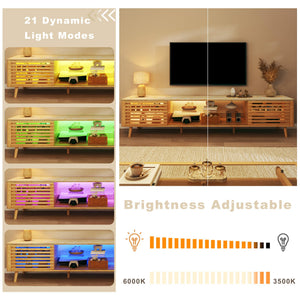 70" TV Stand with LED Lights & Faux Marble Top