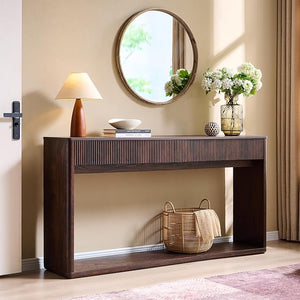 63-Inch Fluted Console Table with 2 Drawers