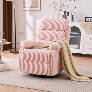 Velvet 360° Swivel Rocker Recliner Chair with Footrest