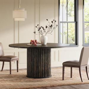 Round Dining Table 47-Inch MDF Metal Base Seats 4-6