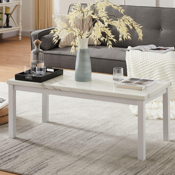 Modern Faux Marble Coffee Table Set of 3 with End Tables