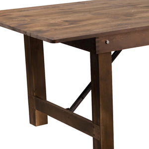 9FT Rustic Solid Pine Folding Farm Table — Seats 10