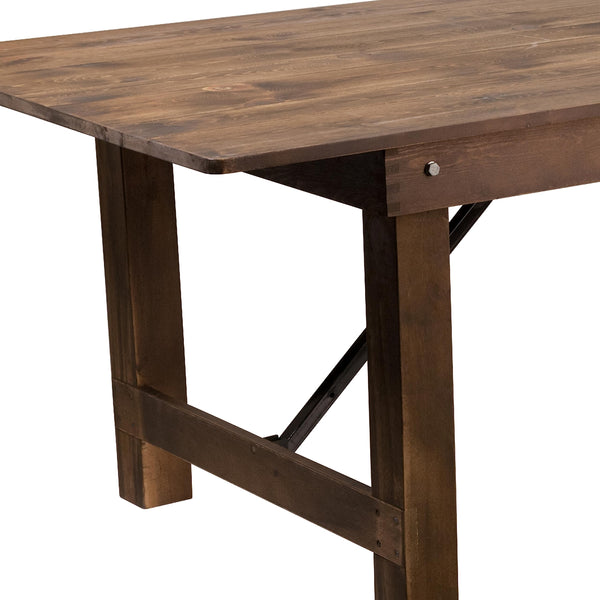 9FT Rustic Solid Pine Folding Farm Table — Seats 10