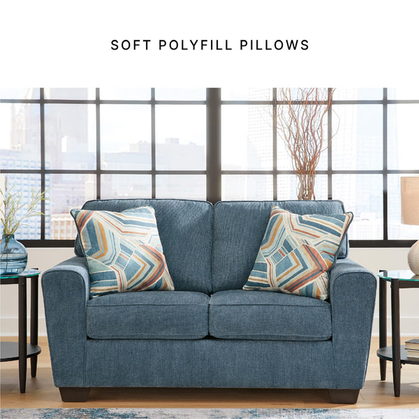 Contemporary Loveseat with Accent Pillows | 63" W Fabric Upholstery