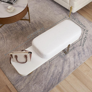 47.2" Boucle Upholstered Entryway Bench with Metal Legs