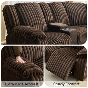 Power Reclining Sectional Sofa – 6-Seat Faux Fur with Wireless Charger