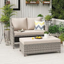 2-Piece Outdoor Wicker Loveseat & Coffee Table Set with Storage