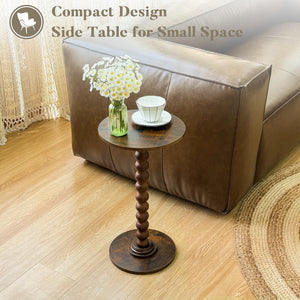 Round Side Table with Solid Wood Legs