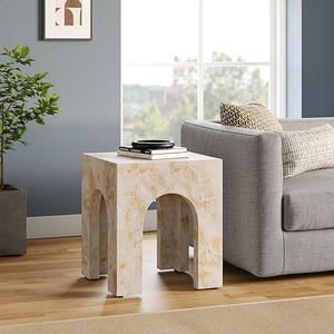Arched Concrete Side Table with Faux Stone Finish