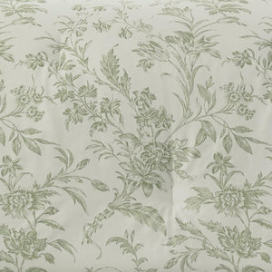King Size Floral Toile Comforter Set – 7-Piece Cotton Bedding
