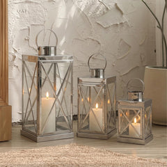 Stainless Steel Candle Lantern Set of 3 – Indoor & Outdoor Decor