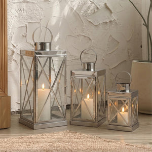 Stainless Steel Candle Lantern Set of 3 – Indoor & Outdoor Decor