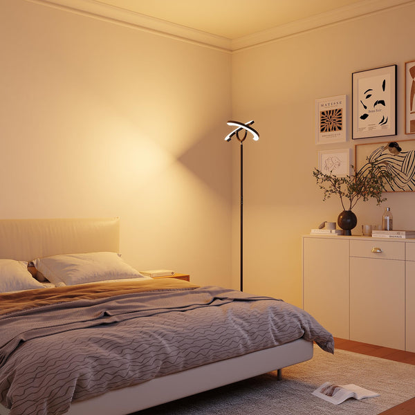 LED Floor Lamp with Remote, Stepless Dimming & Color Temperature Control
