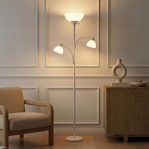 Sky Dome Double LED Torchiere Floor Lamp with Reading Arms