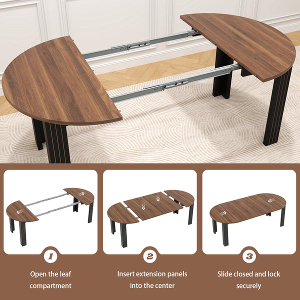 Round Extendable Dining Table with Leaf Extension