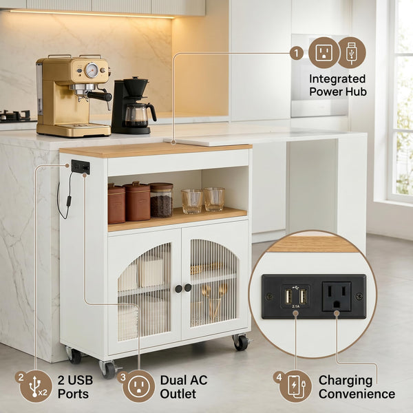 Rolling Kitchen Island Cart with Extendable Table