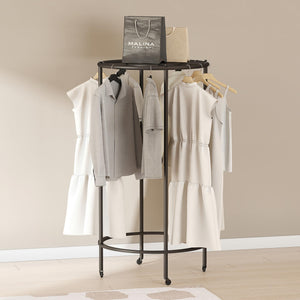 Round Garment Rack with Top Shelf