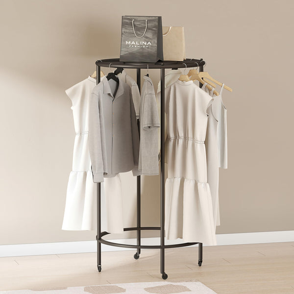 Round Garment Rack with Top Shelf