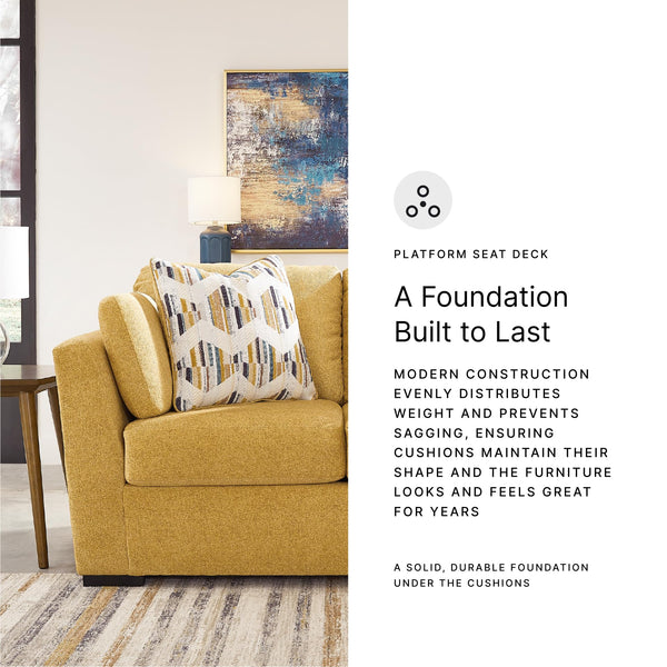 Yellow Velvet Loveseat with Toss Pillows
