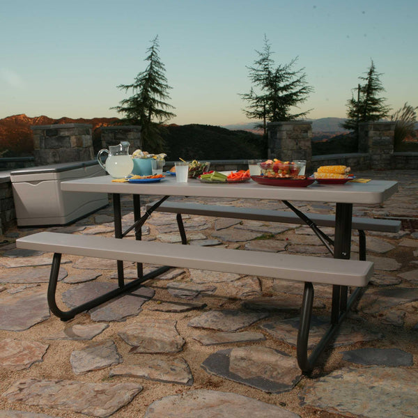 6-Foot Folding Picnic Table with Attached Bench Seating