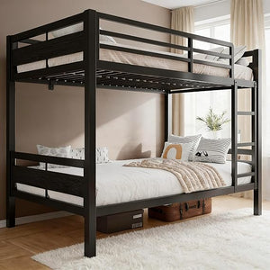 Metal Bunk Bed Twin over Full with Full-Length Guardrail