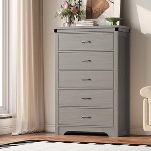 5-Drawer Dresser Chest with Wood Tabletop