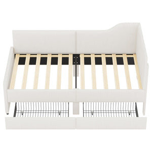 Twin L-Shaped Upholstered Daybed with Storage Drawers