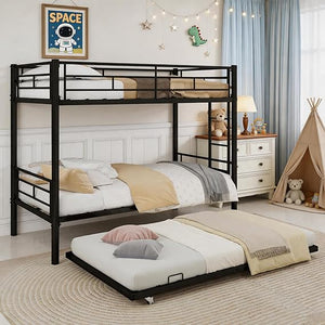 Metal Bunk Bed Twin Over Twin with Safety Guardrail