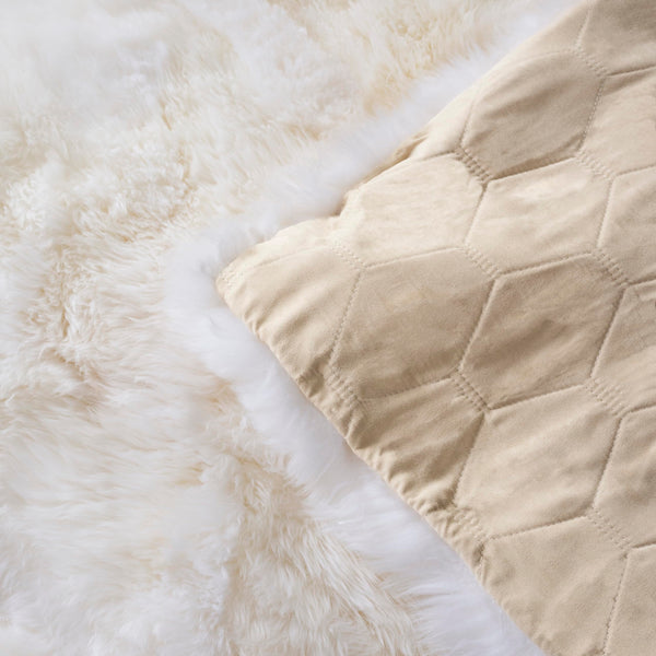 Genuine Sheepskin Shag Area Rug 5' x 8' – Natural & White