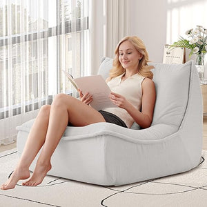 Foam-Filled Bean Bag Lounge Chair with Lumbar Pillow