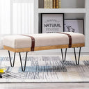 PU Leather Rectangle Ottoman Bench with Metal Legs