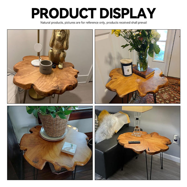 Live Edge Cedar Side Table with Waterproof Top