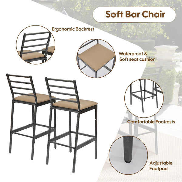 3-Piece Outdoor Patio Bar Set with Cover