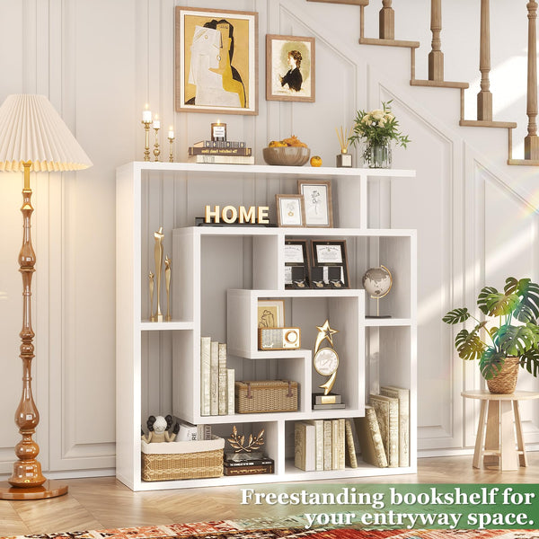 8-Shelf Geometric Bookcase – Freestanding & Wall Mount