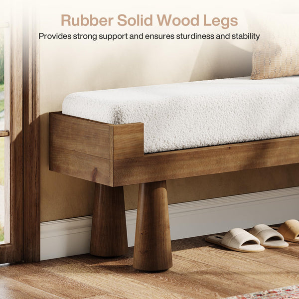 Upholstered Entryway & Bedroom Bench with Rubberwood Legs