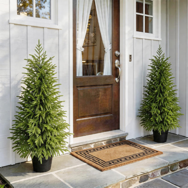 Artificial Norfolk Pine Tree 2-Pack — Indoor & Outdoor Faux Potted Topiary