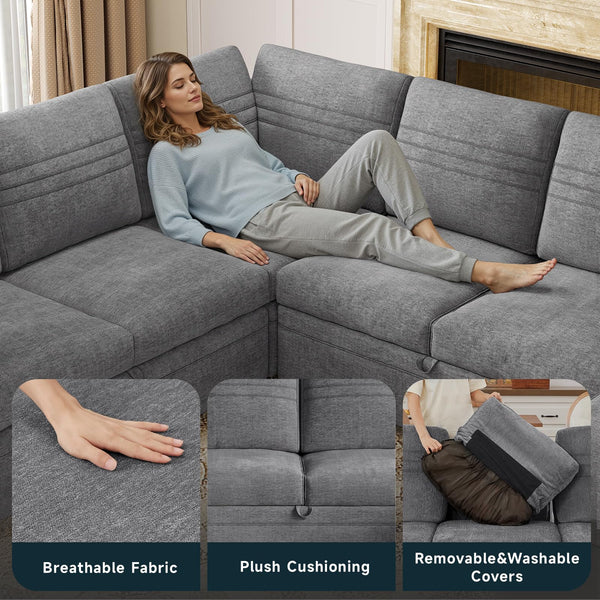 Modular Sectional Sleeper Sofa with Pull-Out Bed