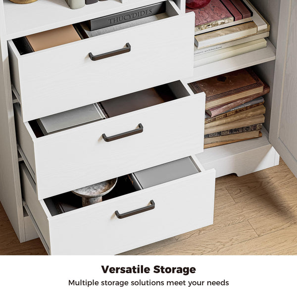 6-Tier Bookcase with Drawers & Cabinet
