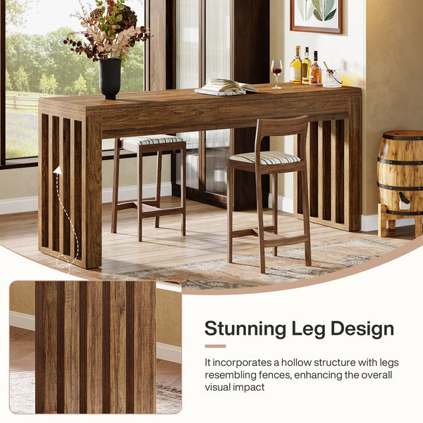 63-Inch Farmhouse Counter Height Bar Table