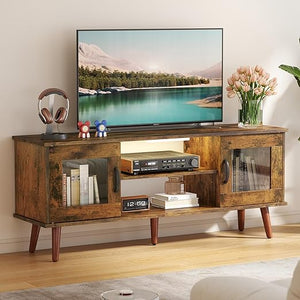 Mid-Century Modern TV Stand with LED Light — Fits up to 55"