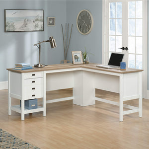 L-Shaped Executive Desk with Drawers & File Storage