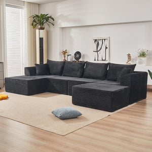 130" Modular Sectional Sofa with Ottomans