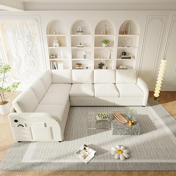 U-Shaped Sectional Sleeper Sofa with Pull-Out Bed