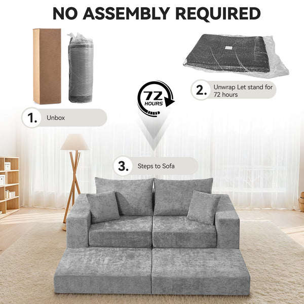 79" Modular Sectional Loveseat with Ottoman & Sleeper