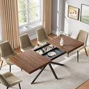 Extendable Dining Table Set with 4 Chairs — 55" to 70.9", MDF & Metal, Mid-Century Modern