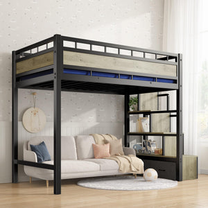 Twin Loft Bed with Storage Stairs & Drawers – Heavy Duty Metal