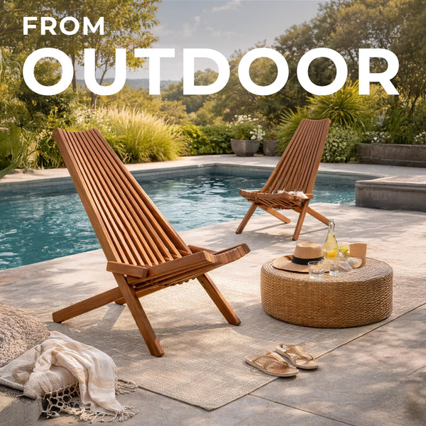 Folding Acacia Wood Adirondack Chair – Low Profile Outdoor Patio Chair