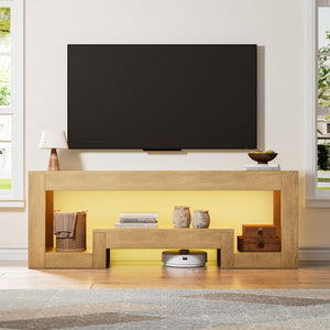 54" Wood TV Stand with LED Lights for 65 Inch TVs