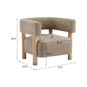 Low Profile Boucle Accent Chair with Round Backrest